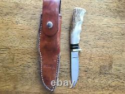 Ruana Custom Handmade Vintage Hunting Knife Tapered Stag and Brass Handle