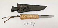 Russian Hunting Knife Hardwood Handle with Embossed Leather Sheath