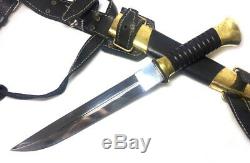 Russian Plastun knife Cossack with leather sheath on foot, Stainless steel