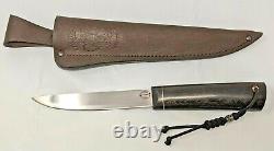Russian Steel Hunting Knife Fixed Blade with Leather Sheath Exotic Wood Handle