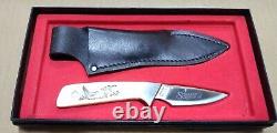 SCHRADE SCRIMSHAW USA 1981 GEESE LITTTLE FINGER FIXED BLADE KNIFE WithSHEATH SC509