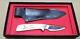 SCHRADE SCRIMSHAW USA 1981 GEESE LITTTLE FINGER FIXED BLADE KNIFE WithSHEATH SC509