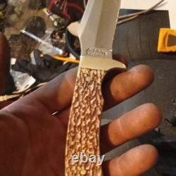 Schrade 1984 Hunting Fixed Blade Knife Stag Handle Stainless with Sheath