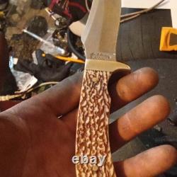 Schrade 1984 Hunting Fixed Blade Knife Stag Handle Stainless with Sheath