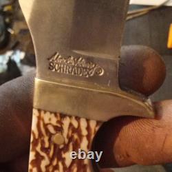 Schrade 1984 Hunting Fixed Blade Knife Stag Handle Stainless with Sheath