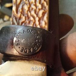 Schrade 1984 Hunting Fixed Blade Knife Stag Handle Stainless with Sheath