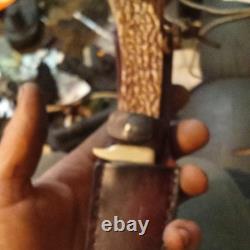 Schrade 1984 Hunting Fixed Blade Knife Stag Handle Stainless with Sheath