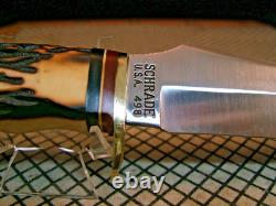 Schrade 498 USA Gold Rush 49'r Carbon Steel Fixed Blade Hunting Knife & Sheath