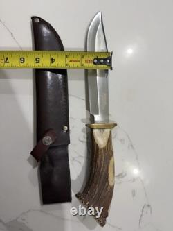 Schrade Frontier stag handle fixed blade knife with sheath scst 4