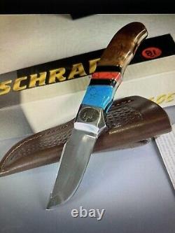 Schrade SHD2TURDW Fixed Blade Knife Turquoise Ironwood NOS Never Used/Carried