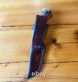 Silver Stag Hunting Bowie Knife Fixed Blade Stag Antler Handle with Sheath