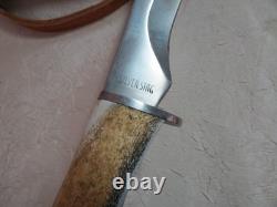 Silver Stag Knife with Antler Handle and leather case Alaska camper LN Silver Stag Knife with Antler Handle and leather case Alaska camper LN