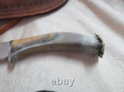 Silver Stag Knife with Antler Handle and leather case Alaska camper LN Silver Stag Knife with Antler Handle and leather case Alaska camper LN