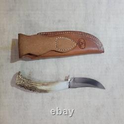 Silver Stag Skinning Knife. Never Used Or Sharpened. 3 Blade. Or Leather Sheath