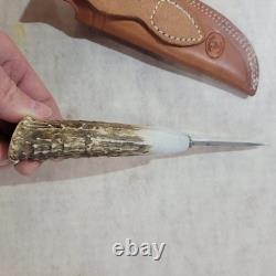 Silver Stag Skinning Knife. Never Used Or Sharpened. 3 Blade. Or Leather Sheath