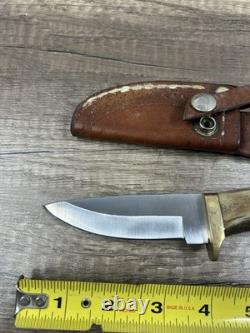 Silver Stag USA Fixed Blade Hunting Knife With Stag Handle And Brass Guard