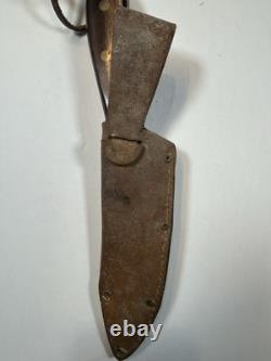 Solingen Germany PIC Vintage Canadian Trapper Knife with Sheath 10.5