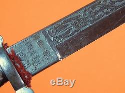 Spanish Spain Antique 19 Century 1878 Hunting Fighting Engraved Knife Dagger