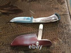 Stag handle vintage fixed blade knife usa knife lot knife sharpener 2024