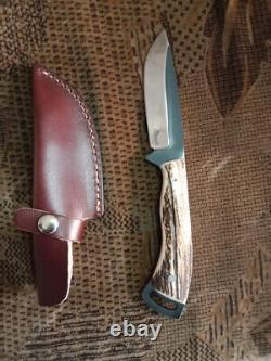 Stag handle vintage fixed blade knife usa knife lot knife sharpener 2024