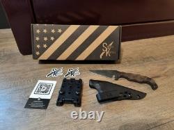 Stroup Knives Bravo 5 Fixed Knife 3.5 1095HC Steel Full Tang Blade Rosewood