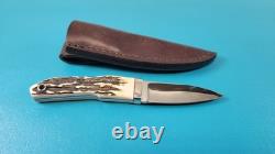 T. W. Downing Custom Knife Drop Point Hunter + Leather Sheath Cuyahoga OH TR629