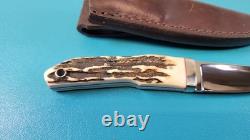 T. W. Downing Custom Knife Drop Point Hunter + Leather Sheath Cuyahoga OH TR629