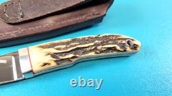 T. W. Downing Custom Knife Drop Point Hunter + Leather Sheath Cuyahoga OH TR629