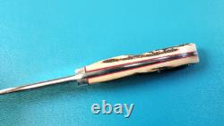 T. W. Downing Custom Knife Drop Point Hunter + Leather Sheath Cuyahoga OH TR629