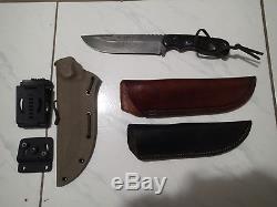 TOPS Black Micarta TEX CREEK XL Fixed Blade Hunting Knife, multi Sheaths
