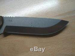 TOPS Fixed Blade Knife B. O. B. Hunter dark tan handle used
