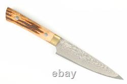 Takeshi Saji Japan Stag Bone Chef 130mm Japanese Damascus Kitchen Cutlery Knife
