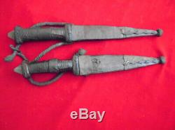 Two Old Vintage Tuareg/north Africa Hunting Knife Leader Sheath Dagger