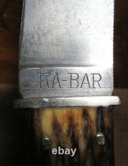 UNION CUTLERY CO. OLEAN, N. Y. KA-BAR Type 676 Bone Handled Knife with Sheath