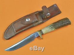 US 1950-60's Custom Hand Made RANDALL Low S Hunting Knife with Sheath Stone