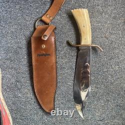 US Remington RE18575 Crown Stag Bowie Limited Large Hunting Knife & Sheath