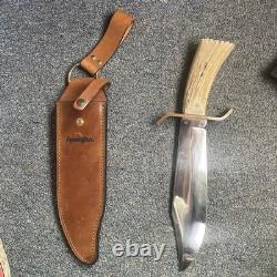 US Remington RE18575 Crown Stag Bowie Limited Large Hunting Knife & Sheath