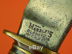 US Vintage Post WW2 1940-50's MARBLES Gladstone MI WOODCRAFT Belt Hunting Knife