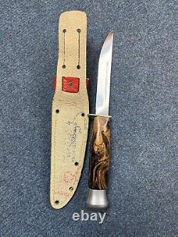 USSR Hunting Knife Fixed Blade Knife Vintage With Compas And Leather Sheath