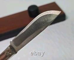 Unique Vintage ANZA 6.75 FIXED BLADE KNIFE 2.75 Drop Point With Leather Sheath