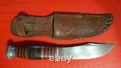 Unnamed CASE WESTERN STATE unusual red spacer vtg HUNTING KNIFE Indian SHEATH