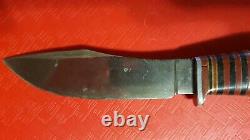 Unnamed CASE WESTERN STATE unusual red spacer vtg HUNTING KNIFE Indian SHEATH