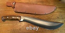 Unused Bark River Knives Ja-Nap Chopper Dark Curly Maple scales 12 Blade