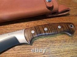 Unused Bark River Knives Ja-Nap Chopper Dark Curly Maple scales 12 Blade