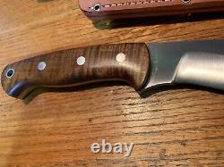 Unused Bark River Knives Ja-Nap Chopper Dark Curly Maple scales 12 Blade