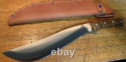 Unused Bark River Knives Ja-Nap Chopper Dark Curly Maple scales 12 Blade