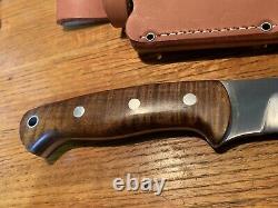 Unused Bark River Knives Ja-Nap Chopper Dark Curly Maple scales 12 Blade