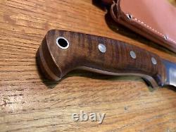 Unused Bark River Knives Ja-Nap Chopper Dark Curly Maple scales 12 Blade