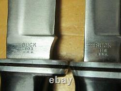 Unused Vtg Buck USA 115 Combo Twin Set Knives 103 118 Hunting Skinning Sheath