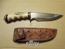 Used Rare Chandler Dal Heart pictograph. Custom Knife Stag Handle Buffalo